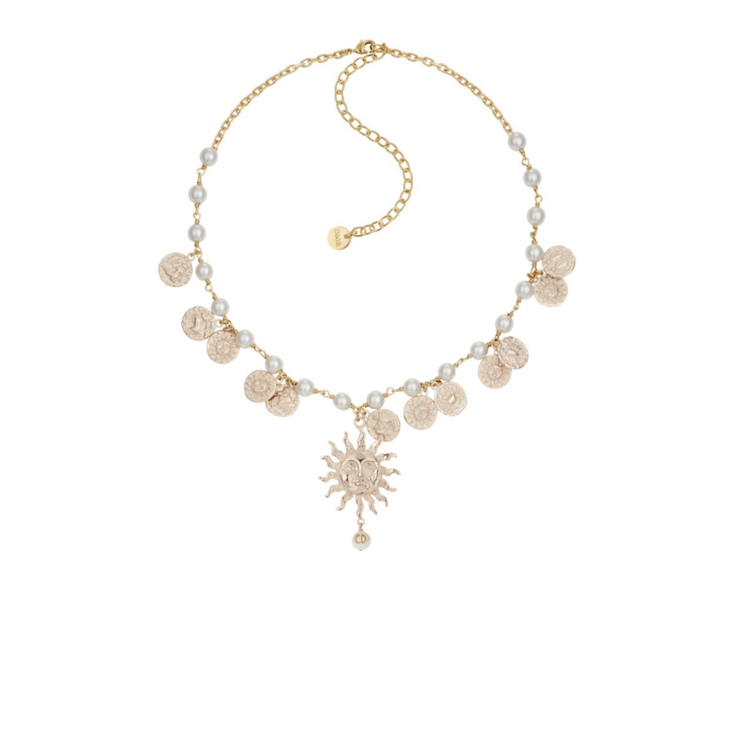 DIOR SUNFLOWER PENDANT PEARL NECKLACE N2791WOMRS_D301